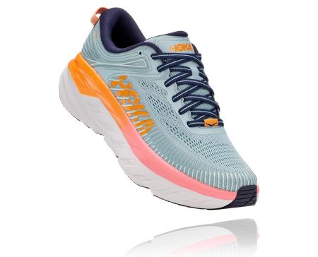 Hoka One One Bondi 7 - Tenis Corrida Estrada Mulher Azuis / Pretas | PT-2l5ULpi